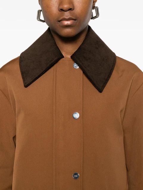 GANNI corduroy-collar pocket jacket - Brown