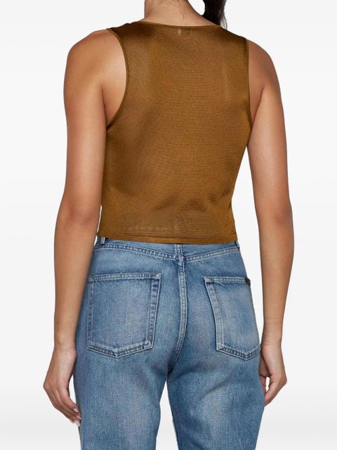 Saint Laurent knitted cropped tank top - Brown