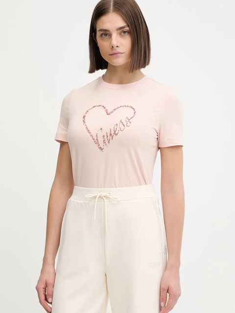 Guess t-shirt LOVE damski kolor pomarańczowy V5BI13 J1314 - zdjęcie produktu nr 1