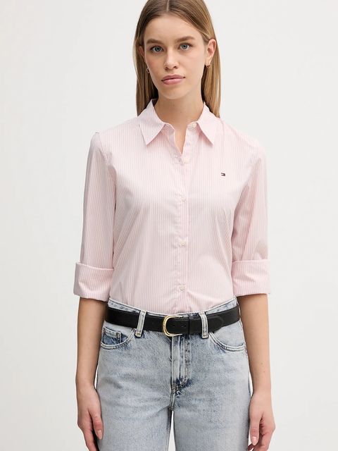 Tommy Hilfiger koszula damska kolor różowy regular z kołnierzykiem klasycznym WW0WW47169 - zdjęcie produktu nr 1