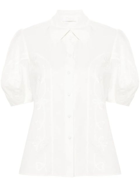 Chloé embroidery-detail poplin shirt - White - zdjęcie produktu nr 1