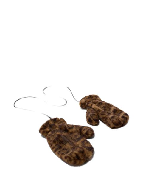 MC2 Saint Barth Muffy leopead-print mittens - Brown