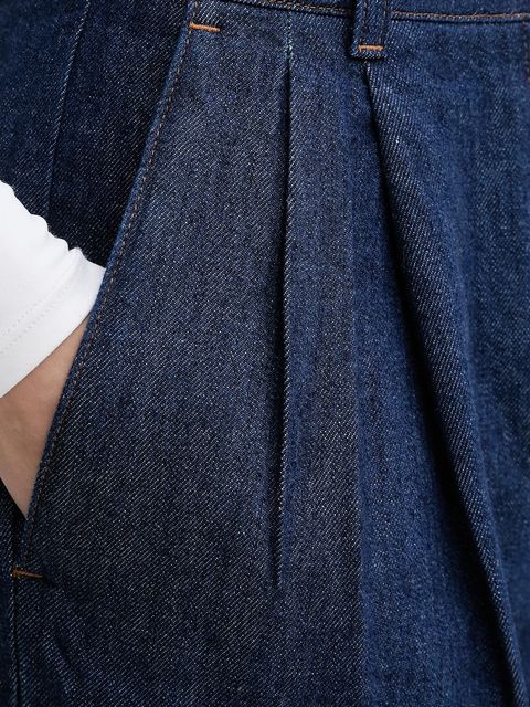 A.P.C. spodnie bawełniane PANTALON GINNY damskie kolor granatowy szerokie high waist COHMJ.F08510