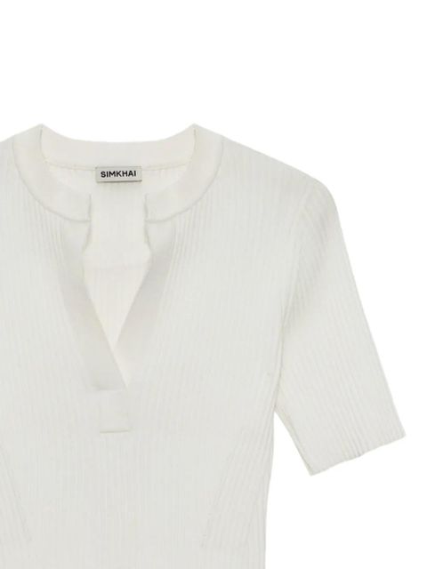 Simkhai Miley V-neck ribbed-knit top - White - zdjęcie produktu nr 2