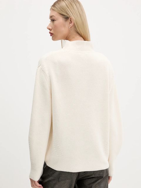 Tommy Jeans sweter bawełniany damski kolor beżowy z półgolfem DW0DW21676 - zdjęcie produktu nr 2