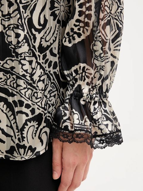 Marc Aurel koszula damska kolor czarny relaxed z kołnierzykiem klasycznym 6342-1000-93449