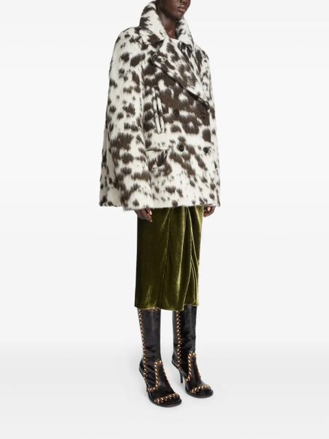 DRIES VAN NOTEN cowhide-pattern double-breasted jacket - Brown