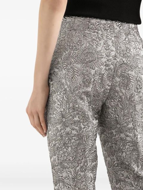 Dolce & Gabbana floral-jacquard trousers - Silver