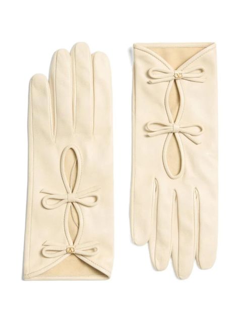 Valentino Garavani bow-detail leather gloves - Neutrals - zdjęcie produktu nr 1