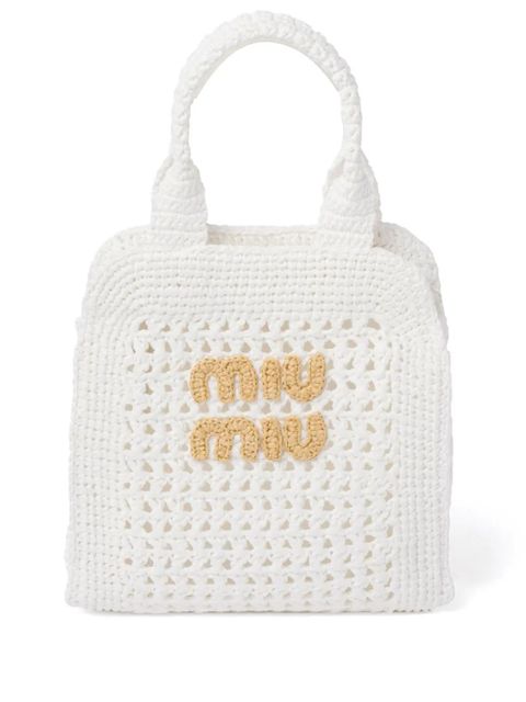 Miu Miu crochet raffia tote bag - White - zdjęcie produktu nr 1
