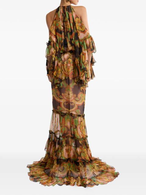 ETRO ruffled floral-print maxi dress - Brown