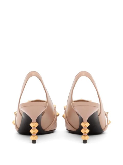 Valentino Garavani Rockstud slingback pumps with sculptural heel in calfskin 70mm - Neutrals