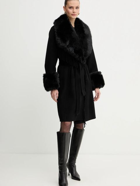 Marciano by Guess płaszcz z dodatkiem wełny LILIANA kolor czarny 5BGL46 7125A