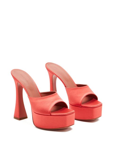 Amina Muaddi 140mm satin platform sandals - Orange