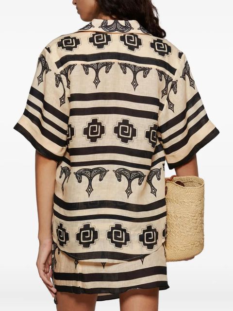 Johanna Ortiz La Creciente horse-print striped shirt - Neutrals