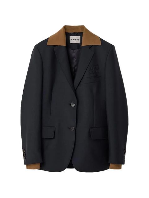 Miu Miu contrast-collar single-breasted blazer - Black - zdjęcie produktu nr 1