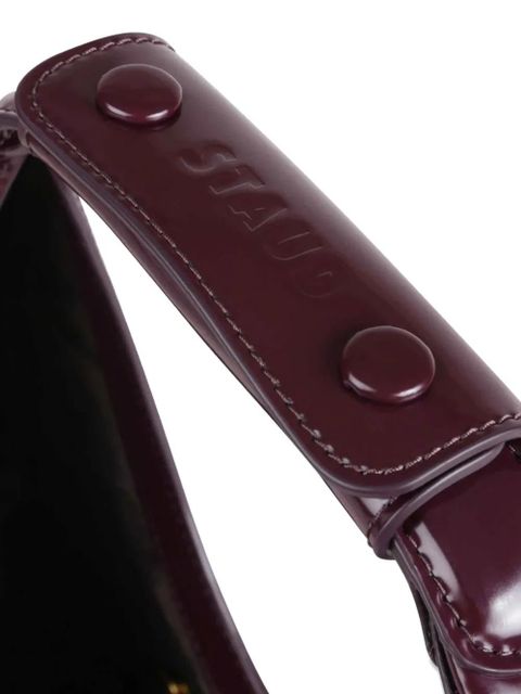 STAUD Moon crescent patent-leather tote bag - Red