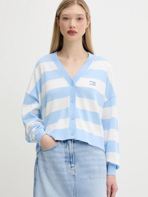 Tommy Jeans kardigan bawełniany damski kolor niebieski lekki DW0DW20968 - zdjęcie produktu nr 1