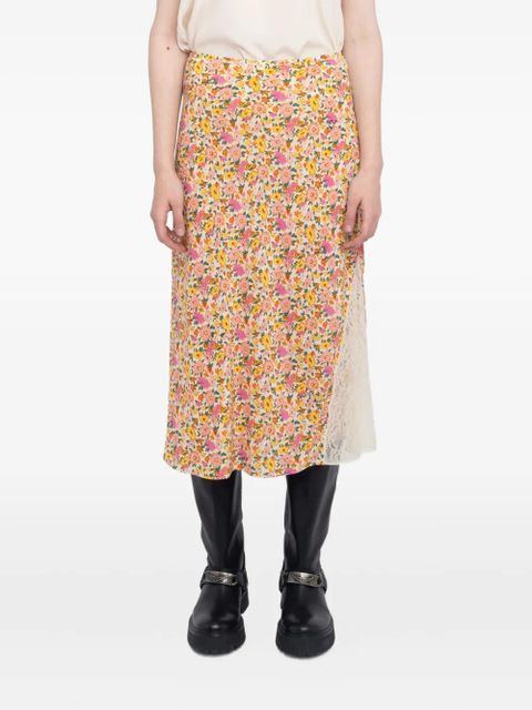 Zadig&Voltaire Jayla floral-print midi skirt - Orange - zdjęcie produktu nr 2
