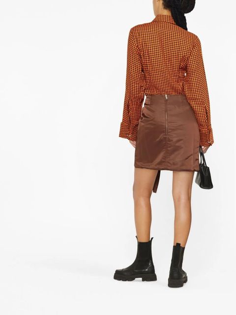 GANNI gathered mini skirt - Brown