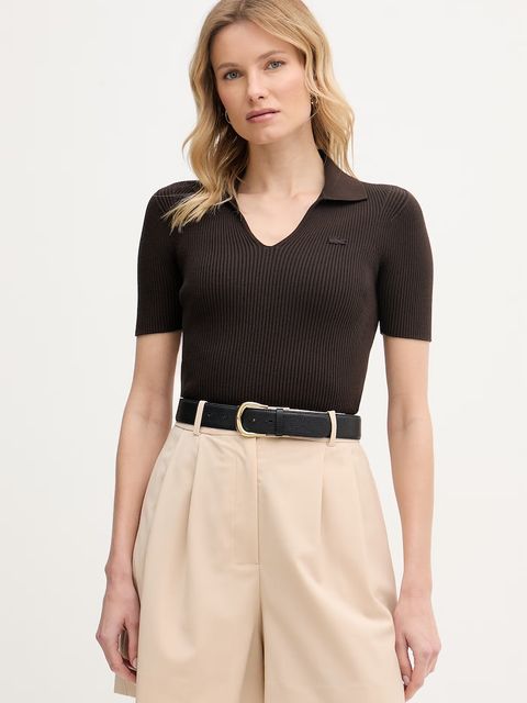 Lacoste T-shirt damski z wiskozą - zdjęcie produktu nr 1