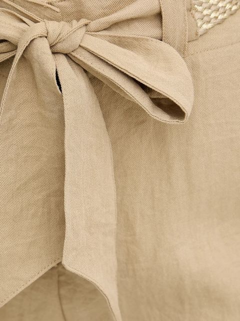 Morgan szorty damskie kolor beżowy gładkie high waist SHAVIK