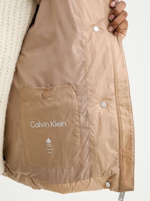 Calvin Klein kurtka puchowa kolor beżowy zimowa oversize LV044D525G