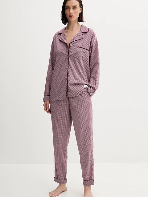 United Colors of Benetton spodnie piżamowe bawełniane damskie kolor bordowy bawełniane 4MYG3F00M - zdjęcie produktu nr 2