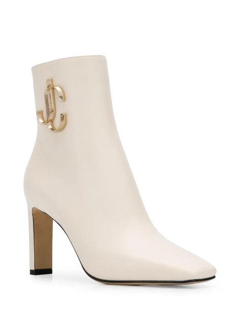 Jimmy Choo logo plaque booties - White - zdjęcie produktu nr 2