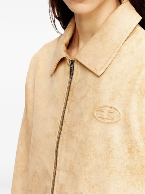 Diesel L-Amar-A-Fem-S1 embossed-logo leather jacket - Neutrals