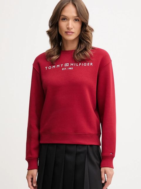 Tommy Hilfiger bluza damska kolor bordowy z nadrukiem WW0WW39791 - zdjęcie produktu nr 1