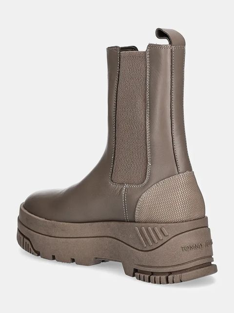 Tommy Jeans sztyblety skórzane TJW CHELSEA FLATFORM BOOT