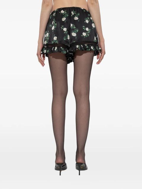 Dolce & Gabbana floral-print ruffle-trim shorts - Black
