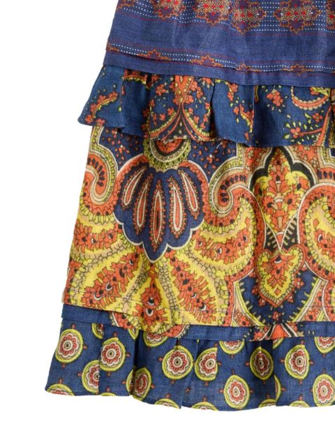 Valentino Garavani mini Medaglioni Voyage Imaginaire linen skirt - Blue