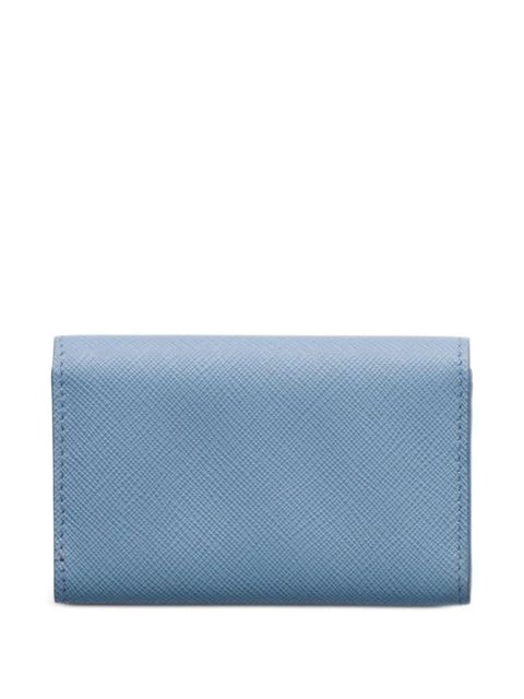 Prada triangle-logo leather card holder - Blue