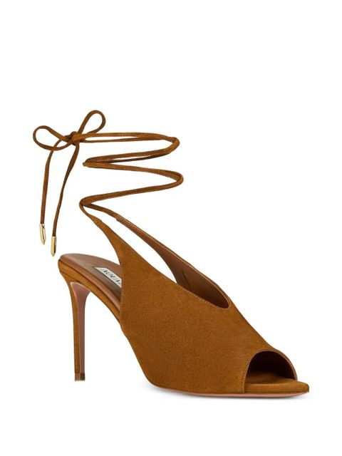 Aquazzura Lais lace-up peep-toe sandals - Brown