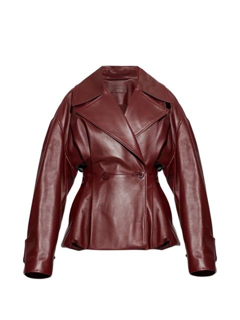 Balenciaga Folded long-sleeve leather jacket - Red - zdjęcie produktu nr 1