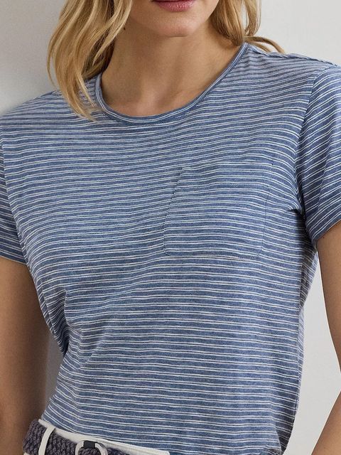 Lauren Ralph Lauren t-shirt bawełniany damski kolor niebieski 200971023