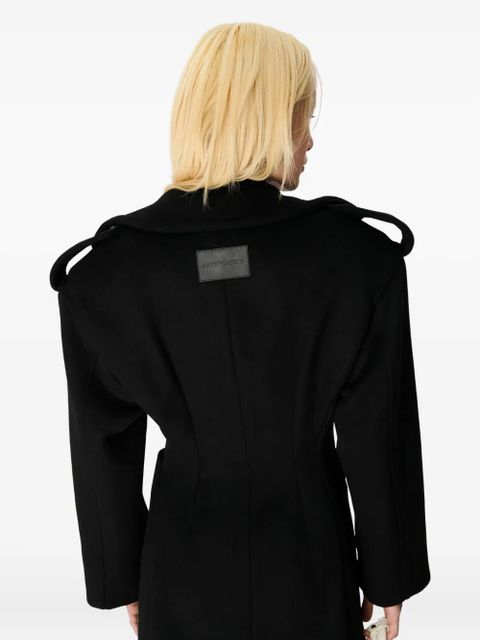 Marine Serre wool single-breasted coat - Black