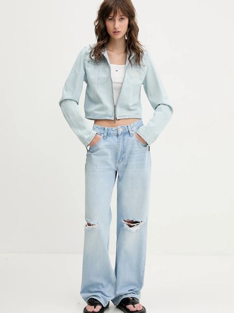 Karl Kani kurtka jeansowa kolor niebieski przejściowa 61770002 - zdjęcie produktu nr 2