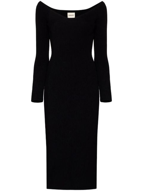 KHAITE The Pia ribbed-knit midi dress - Black - zdjęcie produktu nr 1