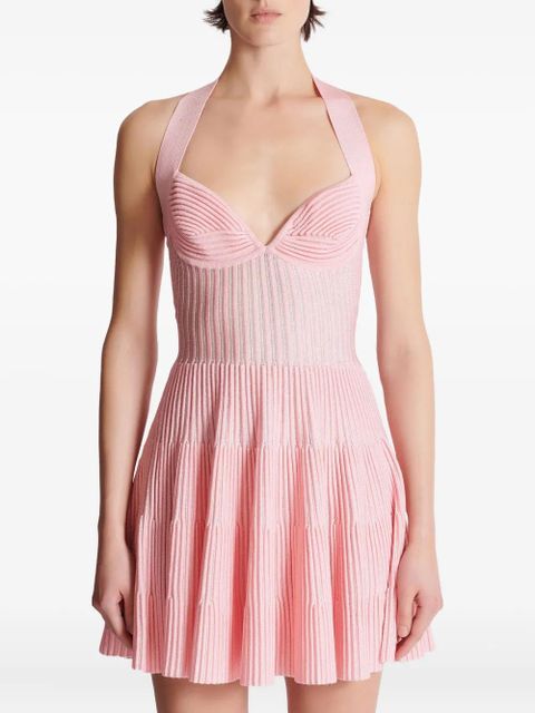Balmain knitted A-line mini dress - Pink