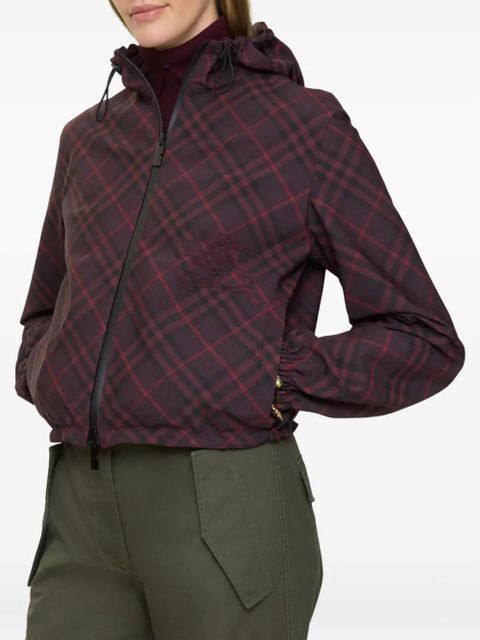 Burberry check-pattern hooded cropped jacket - Red