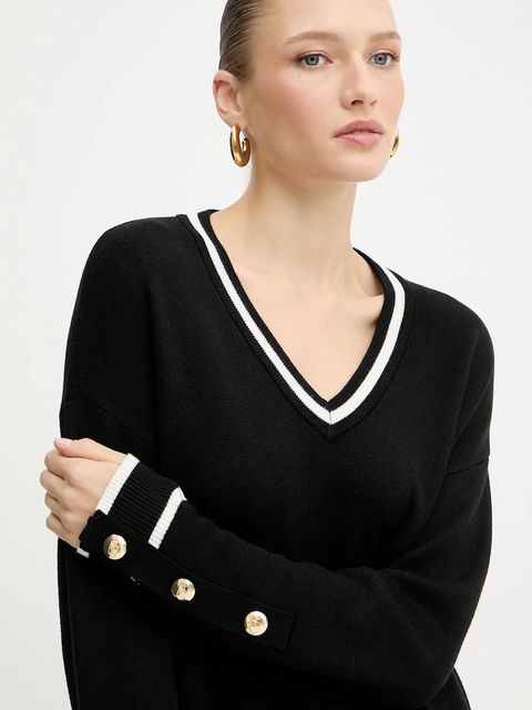 Liu Jo sweter z domieszką jedwabiu damski kolor czarny TF5229.MS59L