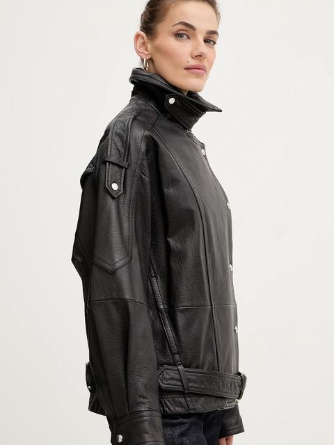 BOSS Orange ramoneska skórzana kolor czarny przejściowa 50552201