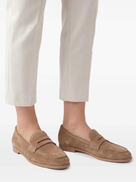 Gianvito Rossi Georgie penny suede loafers - Neutrals