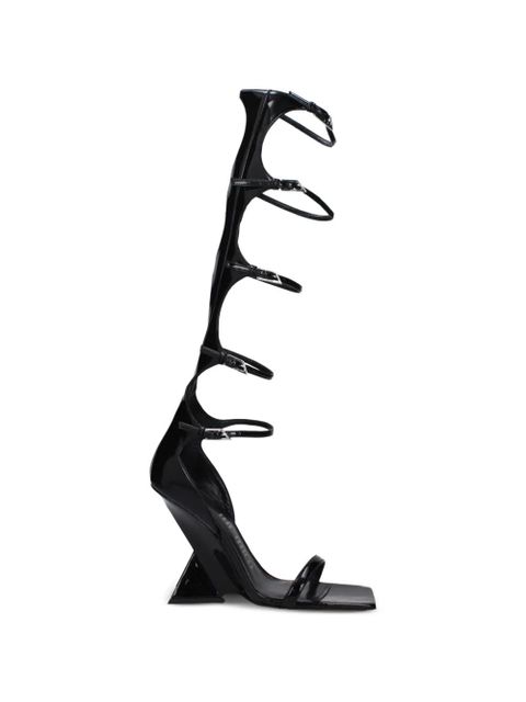 The Attico patent-leather buckle-strap sandals - Black