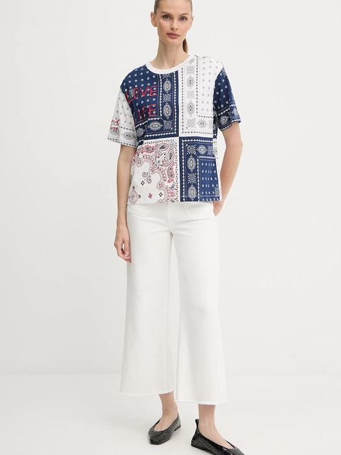 Weekend Max Mara t-shirt bawełniany damski kolor granatowy 2525976051600