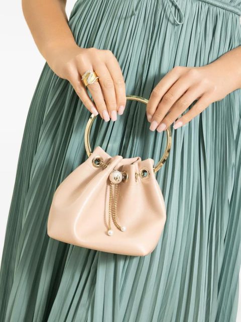 Jimmy Choo Bon Bon pearl-embellished bucket bag - Neutrals