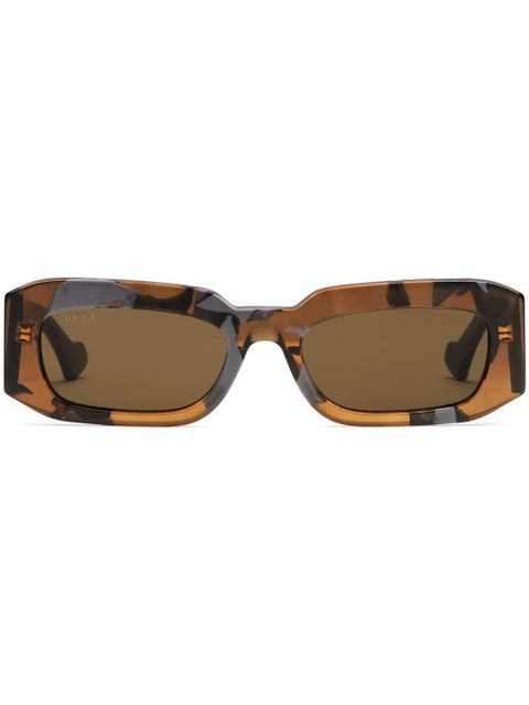 Gucci Eyewear graphic-print rectangular-frame sunglasses - Brown - zdjęcie produktu nr 1